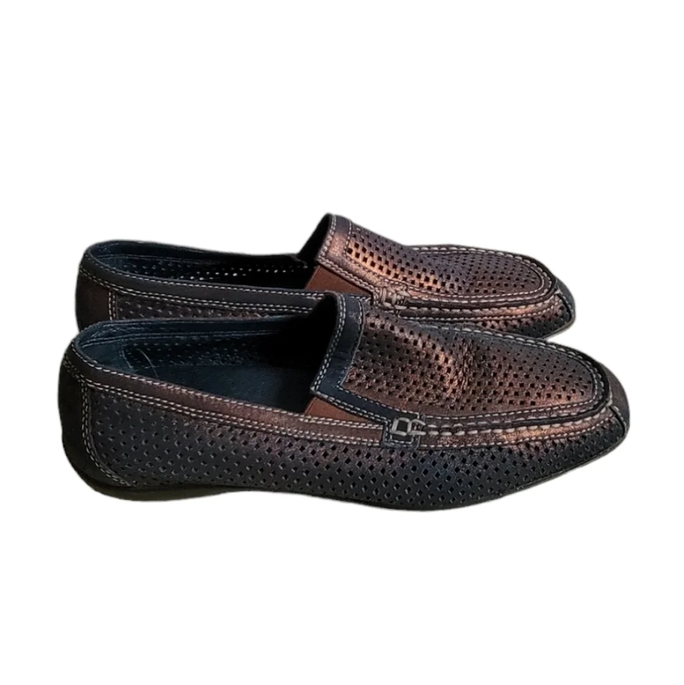 DONALD PLINER SPORT Leather Perforated Driving Mocassins 8.5 - Picture 3 of 7